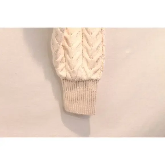 Zara Sweater Arm Warmer Cable Knit Turtleneck Womens size M Cream - Picture 3 of 8